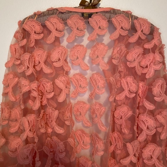 Cupio Embroidered Floral Sheer Pink Open Jacket XL - Picture 6 of 9